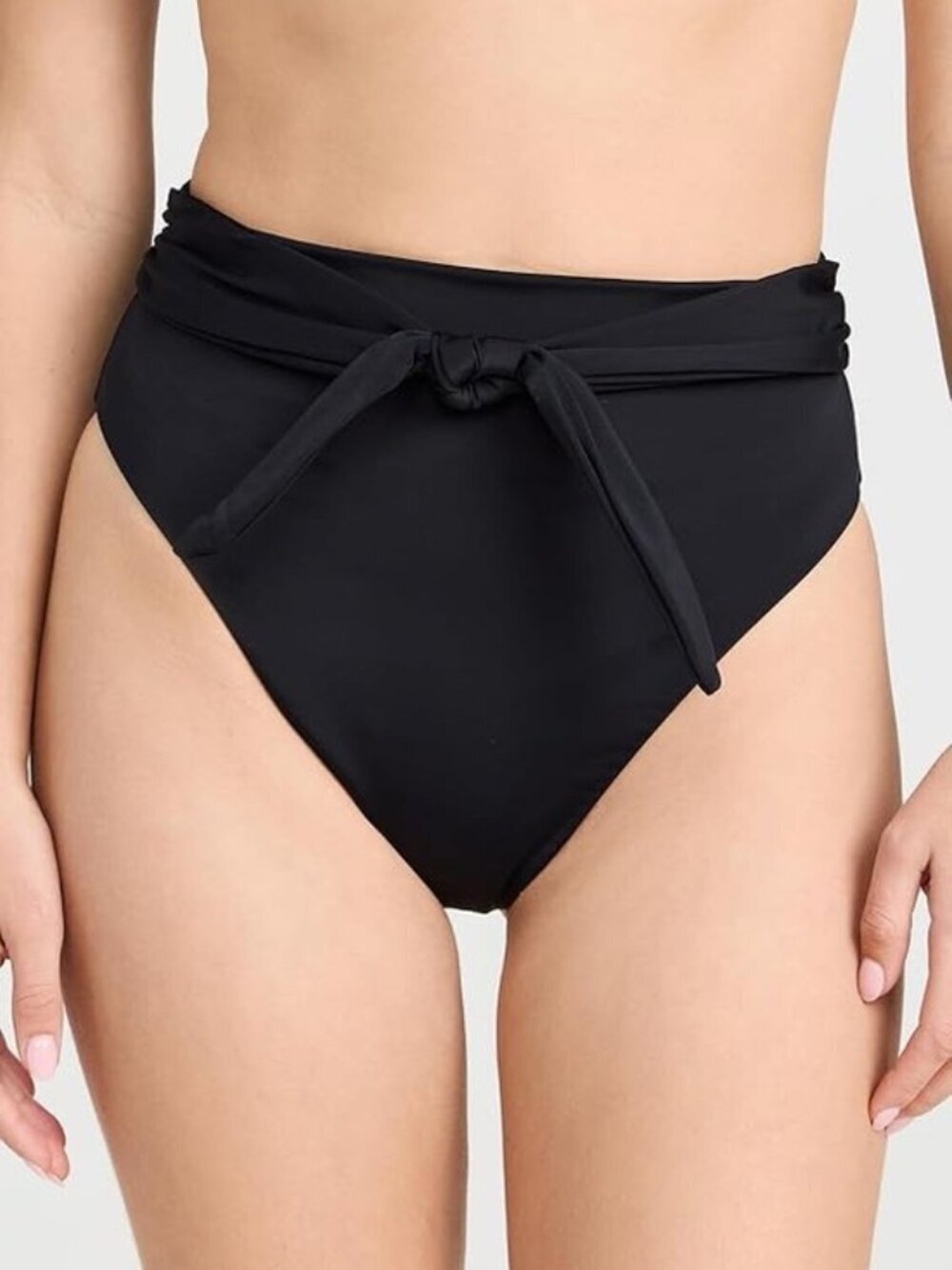 Mara Hoffman Goldie High Waisted Tie Front Bikini Bottom in Black NWT
